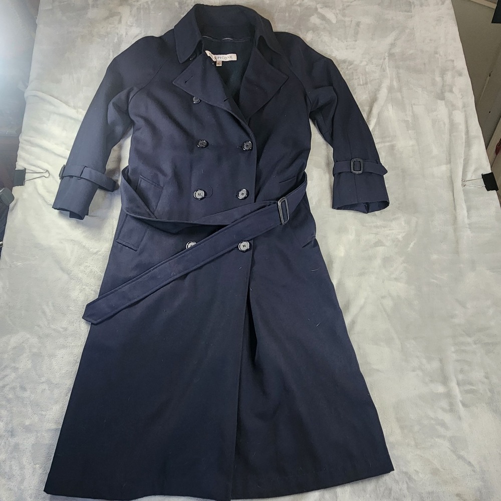 Evan Picone Vintage Navy Trenchcoat/Peacoat 4‎ Double Breasted Buttons Old Money